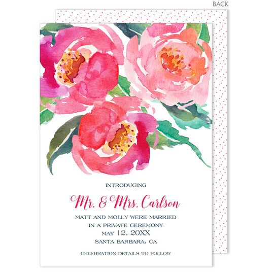 Watercolor Roses Wedding Announcements